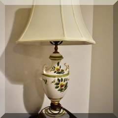 D21. Urn shaped porcelain lamp with flowers. 26” - $64